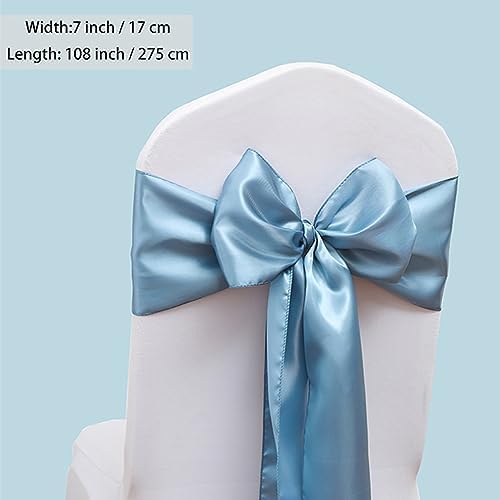 50 Pack Dusty Blue Chair Sashes, Satin Chair Ribbons for Wedding Party Birthday Reception Decorations, Dusty Blue Satin Chair Bows for Chairs - Image 5