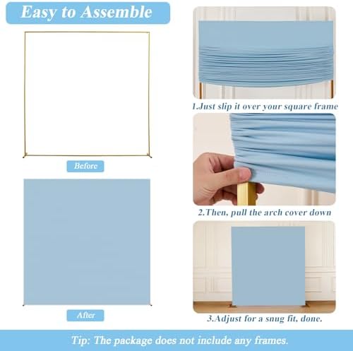 Square Backdrop Arch Cover Dusty Blue 6.6FT x 6.6FT Square Arch Backdrop Covers Stretchy Spandex Fitted Square Backdrop Cover for Birthday Party Wedding Ceremony Banquet Decoration - Image 6