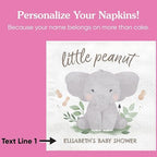 Big Dot of Happiness Personalized Elephant Napkins, Custom Little Peanut Baby Shower or First Birthday Party Decor, White 3-Ply Paper Luncheon Dinner Napkins - 50 Count - Image 5
