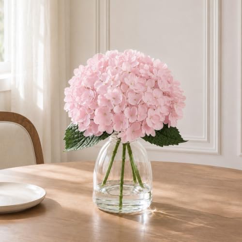 Artificial Pink Hydrangea Flower in Vase Faux Floral for Bedroom Gift Decor - Image 5