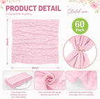 60Pack Light Pink Cheesecloth Napkins Rustic Boho Gauze Napkins 20"x20" - Image 3