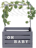 Barydat Wooden Baby Shower Crate Basket with Handle, Gray by home