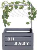 Barydat Wooden Baby Shower Crate Basket with Handle, Gray by home