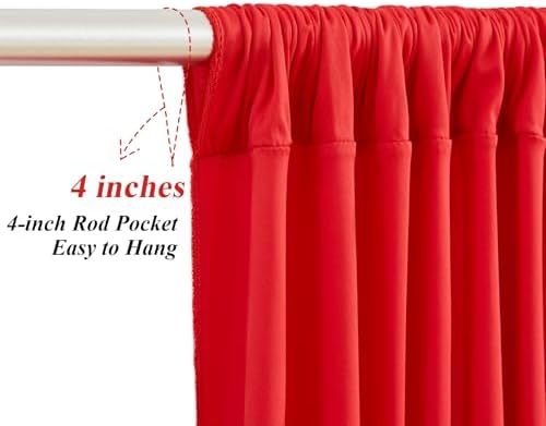 10x10ft Red Backdrop Curtains with Lights Photo Drapes Wrinkle Free Fabric Backdrop Curtain for Wedding Birthday Party Baby Shower Bridal Shower Home Party Background Decorations - Image 6