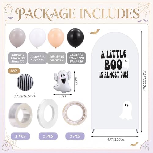 7.2ft Halloween a Little Boo is Almost Due Arch Backdrop Cover - Image 2