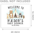 Andaz Press Custom Large Baby Shower Canvas Welcome Sign, 16 x 20 Inches, Woodland Animals, Guestbook Alternative, Personalized Sign Our Canvas, for Woodland Forest Animal Baby Shower, Baby Sprinkle - Image 5