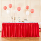 17ft Red Table Skirts for Rectangle Tables Polyester Pleated Table Skirt Desk Skirts Ruffle Table Skirt cloth for Wedding Birthday Party Baby Shower Bridal Shower Banquet Table Skirts - Image 2