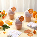 Ctosree 50 Sets Cutie Baby Shower Party Favors for Guests A Little Cutie Is on The Way Seed Packets Include Self Adhesive Seed Packets Flowerpot Thank You Tags Organza Bags for Orange Baby Shower - Image 3