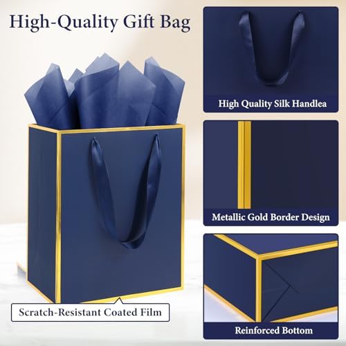 Addblu 50 Pack Bulk Luxury Gift Bags with Handles & 50 Tissue Papers - Image 3