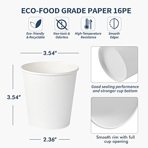 Turbo Bee 10 oz Disposable Coffee Paper Cups,270 Pack Hot Drinking Cups,White Paper Party Cups - Image 3