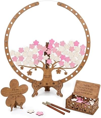 Wedding Guest Book Alternative Wooden Cherry Blossom Tree Drop Chip Sign-In by GIFTSH0PBYHELEN