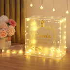 Acrylic Wedding Card Box with Lock String Light Frosted Large Card Box for Wedding Letter Box Envelope Box Acrylic Gift Card Box Money Box for Party Birthday Reception by DIWNELEM