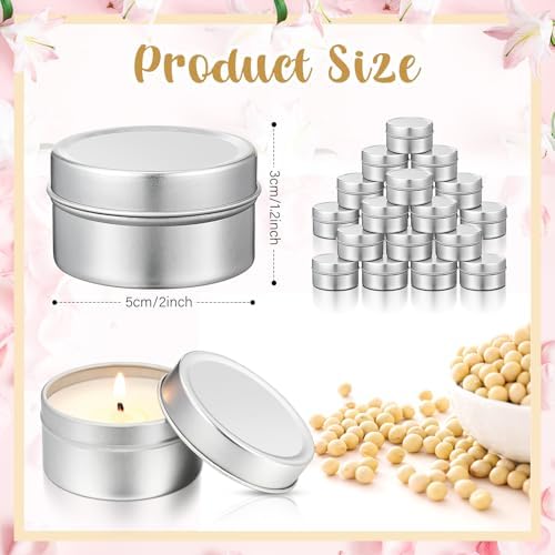 Conelist 24 Pcs Mini Candle Tins with Lids, Party Favors DIY Tealight Bulk - Image 3
