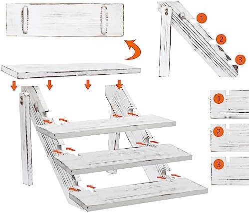 SwallowLiving 2pcs Wooden Rustic Cupcake Stand for 24 Cupcakes, Stepped Wood Display Stand for Weddings, Tiered Party Table Display Riser for Food , Dessert, Cookie, Decor, Craft Show, White - Image 6