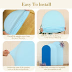 Baby Blue and Royal Blue Arch Cover 3 Set-8FT, 7.2FT, 6.6FT Arch Backdrop Cover Spandex Fitted 2- Color Fabric Stand Covers for Baby Shower Boy Birthday Party Wedding Photo Background Decorations - Image 6
