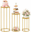 3 Pcs Cylinder Pedestal Stands for Party, Gold Metal Plant Stand by BILPIKOGoo