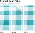 Hiasan Plaid Tablecloth 2 Pack, 60 x 84 inch, Turquoise and White - Image 4