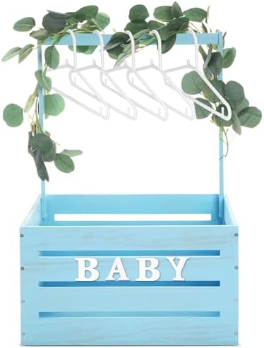 Barydat Wooden Baby Shower Crate Basket with Handle, Blue by home