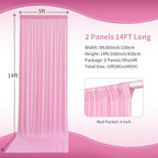 10×14 ft Pink Wrinkle Free Backdrop Curtain, Soft Silky Polyester Wedding Drapes 2 Panels 14ft Height Baby Pink Photo Backdrop Curtains for Parties Birthday Baby Shower Photography Background Cloth - Image 4