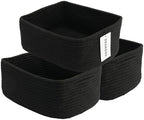 XUANGUO Small Woven Storage Baskets for Shelves, 13" x 9" x 5", Black by XUANGUO