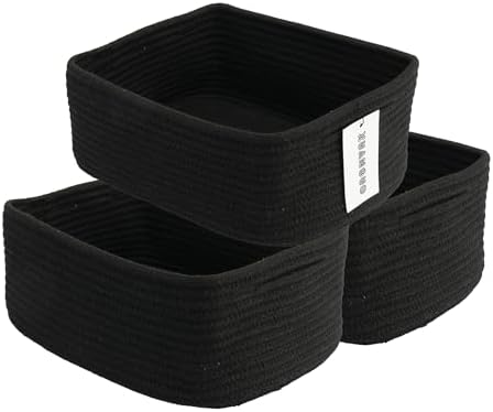 XUANGUO Small Woven Storage Baskets for Shelves, 13" x 9" x 5", Black by XUANGUO