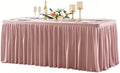 Wish Care Dusty Rose Polyester Table Clothes for 8 Foot Rectangle Tables, Wrinkle Free Fitted Table Cover with Pleated Ruffle Table Skirt for Birthday Party Wedding Trade Show Event Display by WishCare