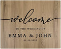 Andaz Press Large Wooden Welcome Sign for Wedding, Rustic Welcome Sign 16" x 20" Custom Names & Date, Woodland Wedding Signage, English Oak MDF Wood Finish Wedding Reception Indoor Outdoor Signs by AndazPress