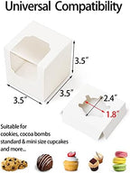 Happyhiram 100 Pack Individual Cupcake Boxes with Inserts & Window, White - Image 3