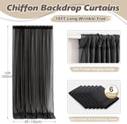 30ft x 10ft Black Backdrop Curtains, Wrinkle-Free Sheer Chiffon Fabric Photo Background Drapes for Wedding Arch Party Ceremony Stage Photography Decorations - Image 4