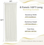 40ft x 10ft Wrinkle Free Ivory Backdrop Curtain for Parties, 8 Panels 5x10ft Silky Polyester Ivory Wedding Backdrop Drapes Photo Back Drop Cloth for Birthday Baby Shower Photography Background - Image 5