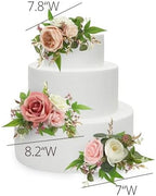 Rinlong 3Pcs Premade Cake Flowers, Pink Wedding Cake Decor - Image 3