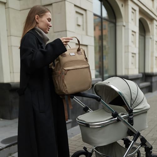 Diaper Bag Backpack, Multifunction Diaper Bag with Changing Station, Stylish Baby Bags, Large Unisex Diaper Backpack for Mom and Dad, Baby Registry Search, Portable Changing Pad – Coffee Brown - Image 6