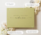 Personalized Guest Book - 11.5" x 8.5" Custom Bride & Groom Names with Bookmark and Hard Cover 140 GSM Blank Pages, for Weddings Guest Book, Engagements, Birthdays, Special Events, Sage - Image 2