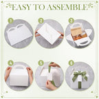 Maitys 24 Set Large Gable Boxes with Handle, Ribbon, Tag, White,Sage Green - Image 4
