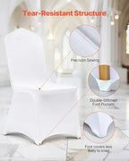 VEVOR 50 Pcs White Chair Covers Polyester Spandex Chair Cover Stretch Slipcovers for Wedding Party Dining Banquet Flat-Front Chair Covers - Image 6