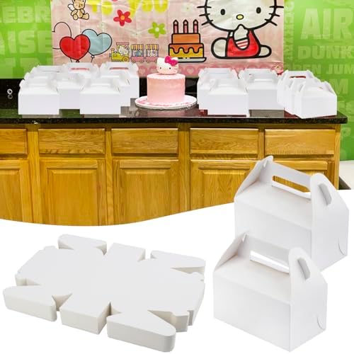 200 PCS Paper Treat Boxes, 6.4 x 3.5 x 3.5 inches White Party Favor Boxes for Birthday, Baby Shower, Wedding, and Christmas,Paper Goodies Boxes with Handles for Treats, Candy - Image 6