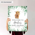 Andaz Press Greenery Highland Cow Baby Shower Decorations, Personalized Welcome Sign Board, Western Theme, 16"x20" Canvas Guest Book Alternative - Image 6