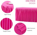 1 Pack Hot Pink Rectangle Table Clothes for 8 Foot Tables, Polyester Wrinkle Free Fitted Tablecloths 8ft Stretch Table Cover with Skirt for Wedding, Birthday, Parties, Trade Show, Craft Show - Image 2