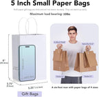 GSSUSA 400 Pack 8x4.25x10.5'' Paper Bags with Handles Bulk, White Paper Gift Bags for Small Business - Image 2