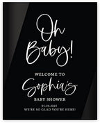 Andaz Press 16"x20" Black Acrylic Personalized Baby Shower Welcome Sign, Gender Neutral Large Oh Baby Sign for Easel Stand, Baby Shower Decorations by AndazPress