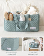 Lily Miles Baby Diaper Caddy Organizer, Quilted Nursery Storage Basket for Newborn Essentials and Diaper Changing Station, Gift for Baby Shower and Registry Must-Have (Willow Green) - Image 3