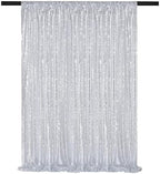 Glitter Silver Backdrop Curtain Panels 6x8FT Sequin Photography Backdrop by QueenDream