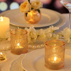 48Pcs Gold Votive Candle Holders - Glass Candle Holder Bulk for Table Centerpiece, Tea Lights Candle Holders for Home, Christmas Party & Wedding Shower (Pack of 4) - Image 5