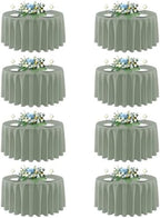 sancua Round Tablecloth 90 Inch Fit 30-72 Inch Tables, 8 Pack Sage Green by sancua