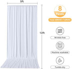 8 Panels 5x12ft White Backdrop Curtains for Wedding Parties, Wrinkle Free Polyester Photo Backdrop Drapes 12 ft Long Back Drop Cloth Drapery for Birthday Baby Shower Photography Party Background - Image 6