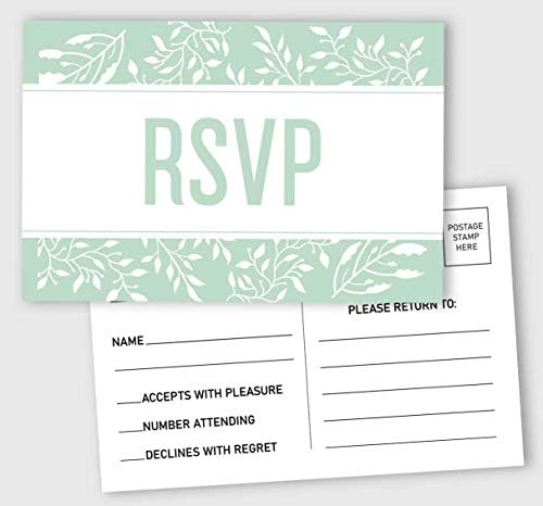 50 Blank RSVP Postcards Leaves Print 4"X6" Response Cards,RSVP Reply Card for Wedding,Bridal Shower,Baby Shower by Inkdotpot