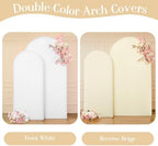 Beige White Arch Backdrop Cover Set of 2 Cream Arch Covers 7.2 and 6ft Spandex Wedding Arch Covers Stretchy Backdrop - Image 2