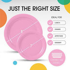 Party Solids Exquisite Pink Paper Plates Disposable Heavy Duty 200 Pcs - 100-7 & 100-9 Pink Disposable Plates for Party Heavy Duty 350 GSM for Birthday Supplies - Image 3