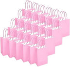 DjinnGlory 100 Pack Small Sized Pink Paper Gift Bags with Handles Bulk for Small Business, Boutiques, Baby Showers, Party Supplies, Retails, 9x5.5x3.15 Inch - Image 3