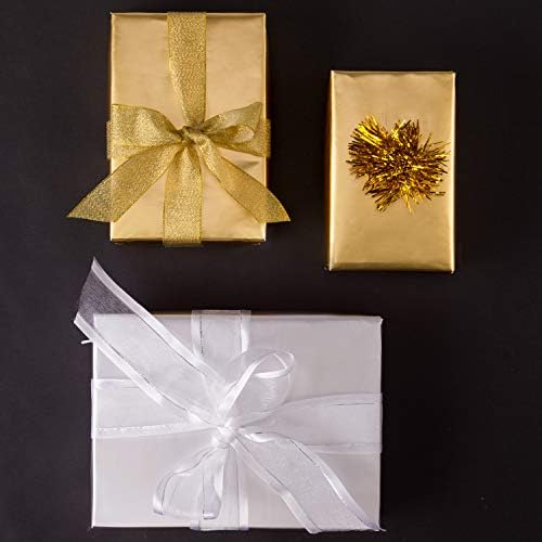 RUSPEPA Gold Wrapping Paper - Solid Color Metallic Matte Gold Foil Gift Wrap Paper Jumbo Roll Perfect for Wedding, Birthday, Christmas, Baby Shower, Graduation Congrats - 30 Inches x 100 Feet - Image 4